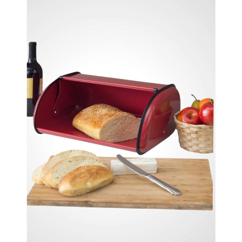 Home Basics Red Stainless Steel Bread Storage Box - New